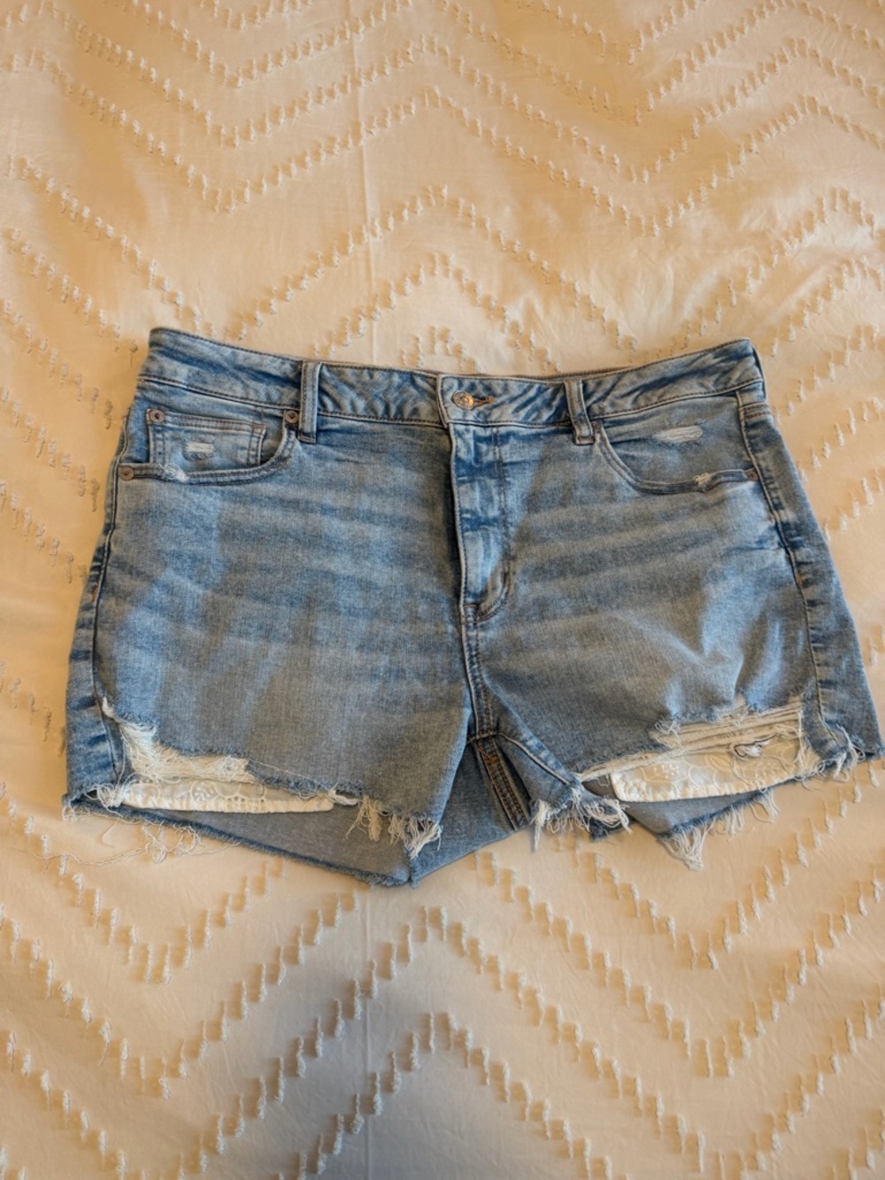 American Eagle Outfitters Light Wash Distressed Denim Shorts